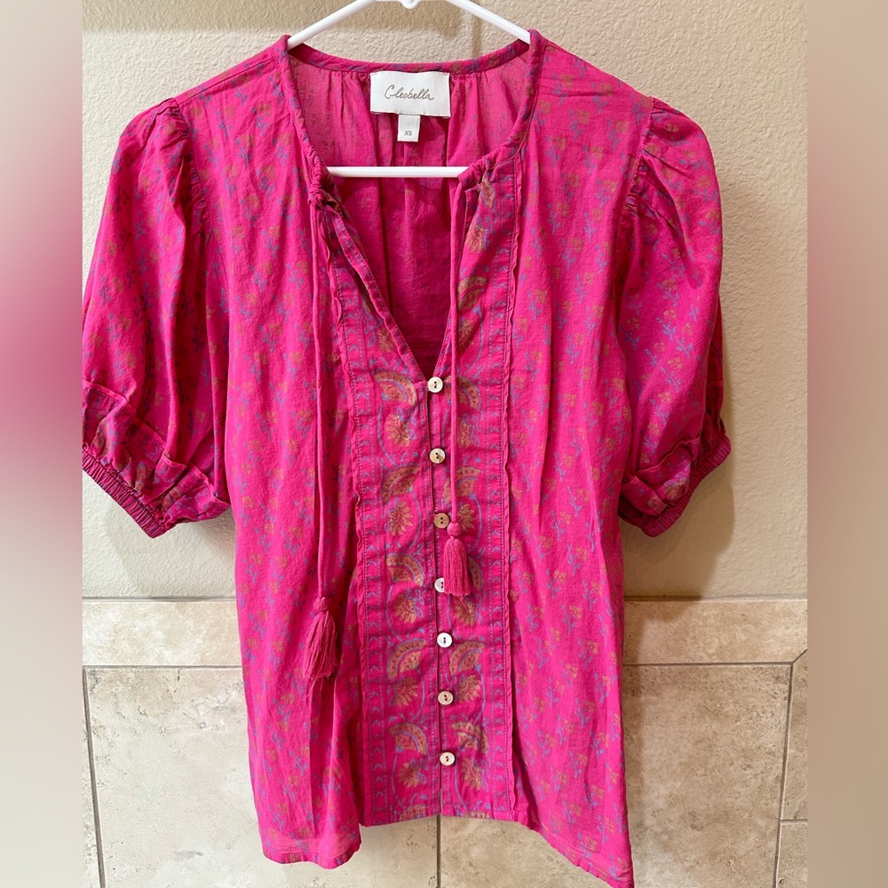 Cleobella Amari Blouse in Pink Ditzy Mix